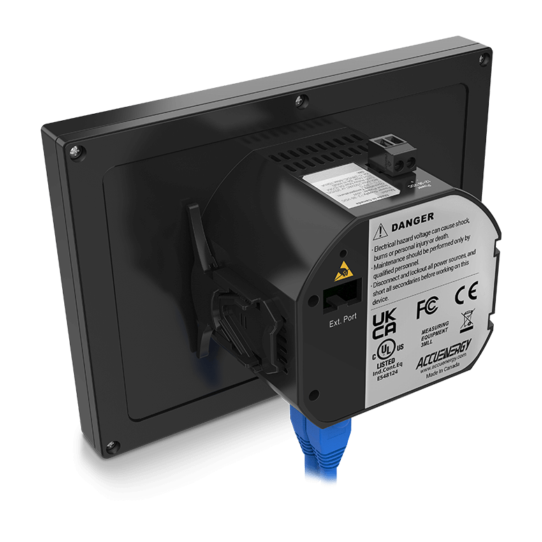 Left quarter rear view of the AcuHMI HMI display and gateway