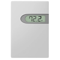 Front and back view of the AcuTEMS RM room mount temperature sensor