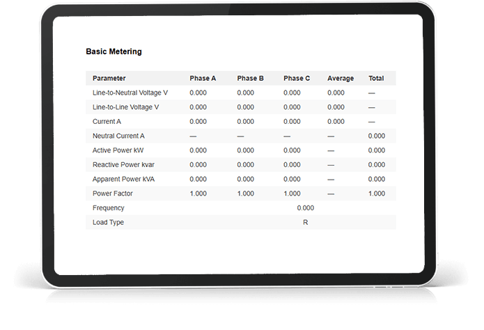 NET2 Web Interface - Basic Metering